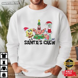 Santa’s Crew SpongeBob SquarePants Funny Cartoon Christmas Gift T Shirt (3)