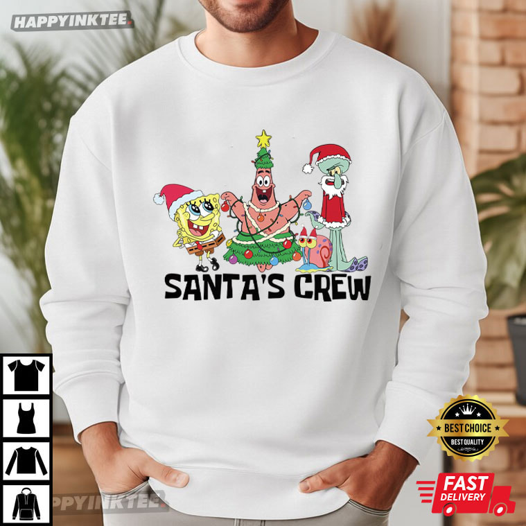 Santa’s Crew SpongeBob SquarePants Funny Cartoon Christmas Gift T-Shirt Santa’s Crew SpongeBob SquarePants Funny Cartoon Christmas Gift T-Shirt