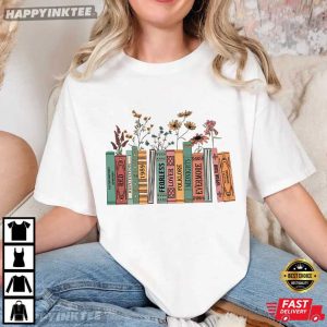 Taylor Swift Albums As Books Trendy Floral Bookish T Shirt (2)
