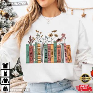 Taylor Swift Albums As Books Trendy Floral Bookish T Shirt (3)