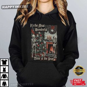 Wonderful Time Of The Year Skeletons Gothic Dark Christmas T Shirt (3)