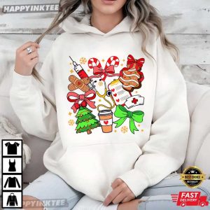 Christmas Preppy Coquette Nurse Healthcare Worker T Shirt (4)