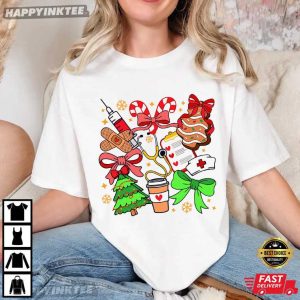 Christmas Preppy Coquette Nurse Healthcare Worker T-Shirt