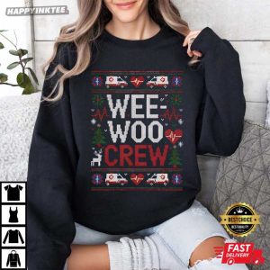 Wee Woo Crew Emergency Services Christmas Ugly Sweater Style T-Shirt