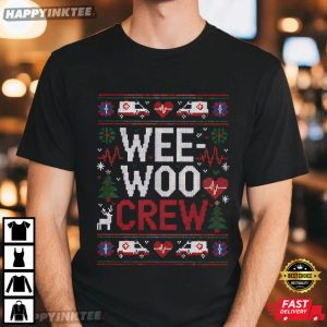 Wee Woo Crew Emergency Services Christmas Ugly Sweater Style T Shirt (2)