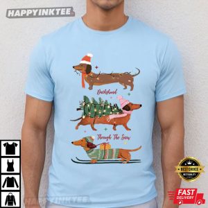 Dachshund Through The Snow Christmas Holiday T Shirt (2)