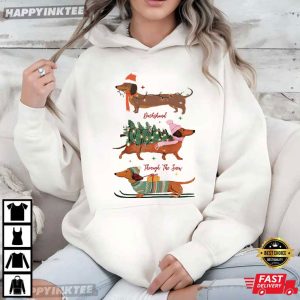 Dachshund Through The Snow Christmas Holiday T Shirt (3)