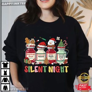 Silent Night Medical ICU Nurse Christmas Festive Healthcare T Shirt (3)