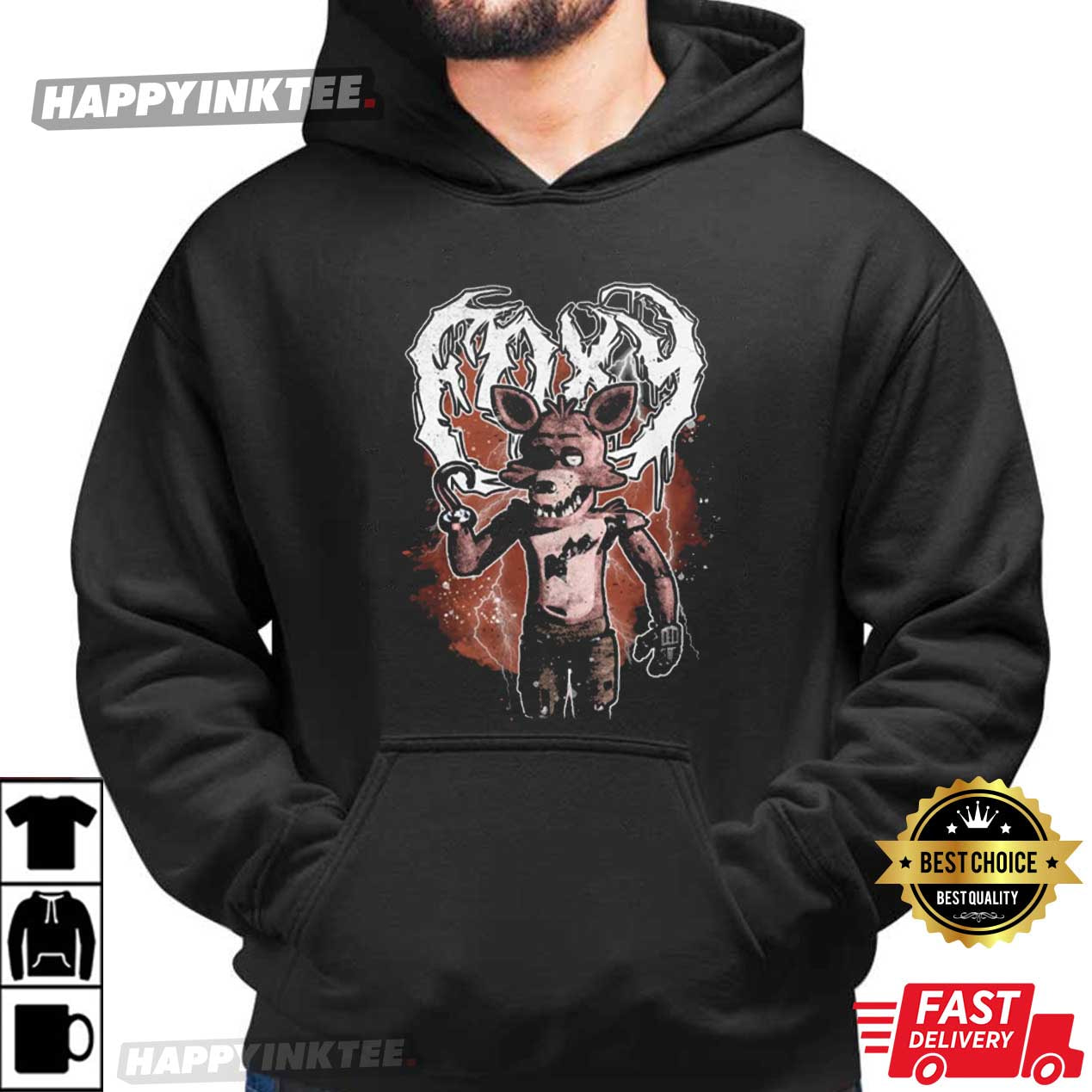 Foxy Five Nights at Freddy's Metal Disney Horror Goth Punk T-Shirt Foxy Five Nights at Freddy's Metal Disney Horror Goth Punk T-Shirt