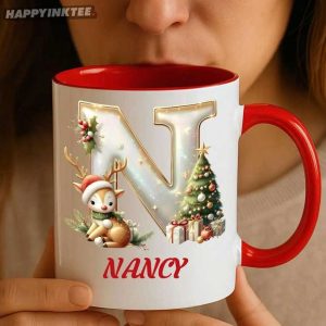 Custom Initial And Name Christmas Holiday Gift Coffee Mug (1)