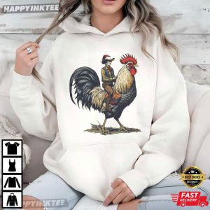 Cowboy Riding Rooster Western Funny Rodeo T Shirt (4)