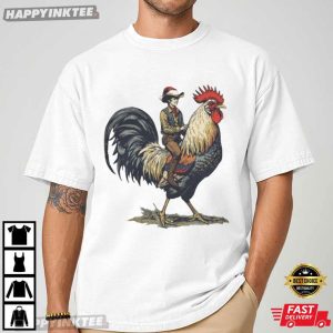 Cowboy Riding Rooster Western Funny Rodeo T-Shirt