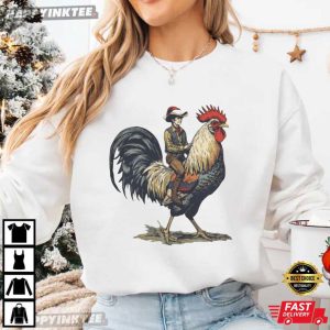 Cowboy Riding Rooster Western Funny Rodeo T Shirt (3)