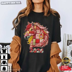 Patchwork Horse New Year 2026 Lunar Year Celebration T-Shirt