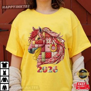 Patchwork Horse New Year 2026 Lunar Year Celebration T Shirt (2)