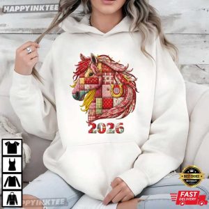 Patchwork Horse New Year 2026 Lunar Year Celebration T Shirt (3)