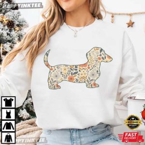 Floral Dachshund Wiener Dog T Shirt (4)