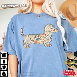 Floral Dachshund Wiener Dog T Shirt (2)