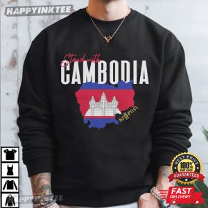 Cambodian Khmer Flag Stand with Cambodia T Shirt (3)