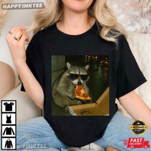 Raccoon Eating Pizza Funny Meme T Shirt (2)