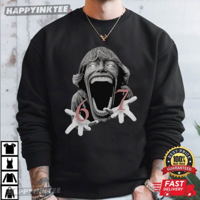 Six Seven Horror Head 67 Meme Brainrot T-Shirt