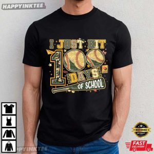 I Just Hit 100 Days Of School Baseball Camo T-Shirt