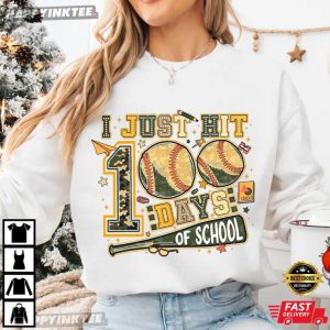 I Just Hit 100 Days Of School Baseball Camo T Shirt (3)