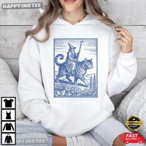 Wizard Cat Rider Vintage Retro Fantasy Medieval Sorcerer T Shirt (3)