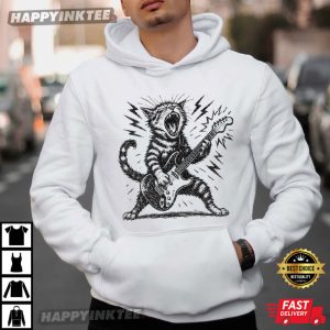 Rock And Roll Cat Electric Guitar Funny Music Lover T Shirt (4)