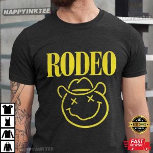 Rodeo Smiley Face Neon Cowboy Hat Western T Shirt (1)