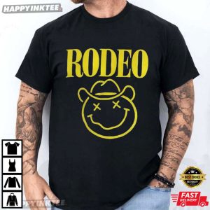 Rodeo Smiley Face Neon Cowboy Hat Western T Shirt (2)
