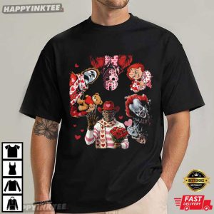 Horror Movie Characters Be Mine Funny Valentines Day T-Shirt