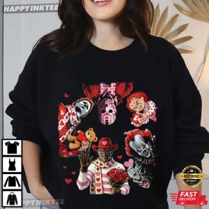 Horror Movie Characters Be Mine Funny Valentines Day T Shirt (3)