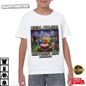 Minecraft Birthday Boy Block World Game Kids Gift Custom Name T Shirt (1)