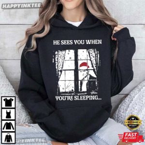 Edward Cullen He Sees You When You're Sleeping Christmas T Shirt (4)