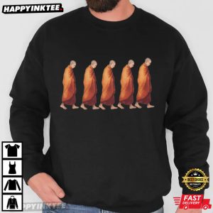 Peace And Love Mindful Monks Walking T Shirt (3)