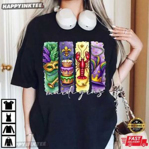 Mardi Gras Carnival Fleur De Lis Louisiana Crawfish Food Lover T Shirt (1)