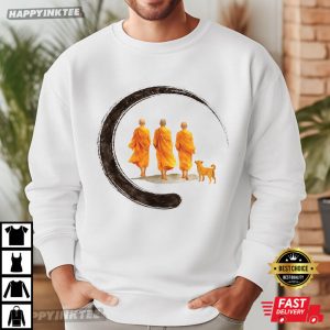 Peace Walking Monks Minimalist Zen Art T Shirt (4)