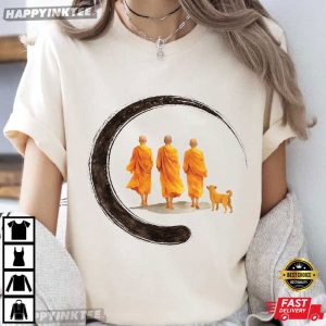Peace Walking Monks Minimalist Zen Art T Shirt (2)
