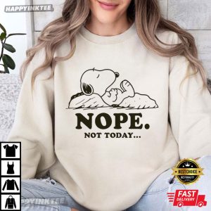 Snoopy Nope Not Today Funny Peanuts Lazy Dog Cartoon T Shirt (4)