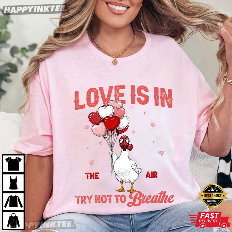 Love Is In The Air Try Not To Breathe Funny Goose Valentine T-Shirt Love Is In The Air Try Not To Breathe Funny Goose Valentine T-Shirt