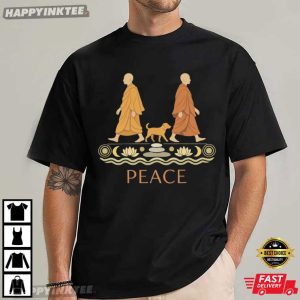 Peace Buddhist Monk Walking Art Meditation Peaceful Life T Shirt (2)
