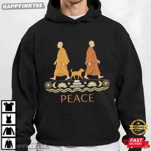 Peace Buddhist Monk Walking Art Meditation Peaceful Life T Shirt (3)