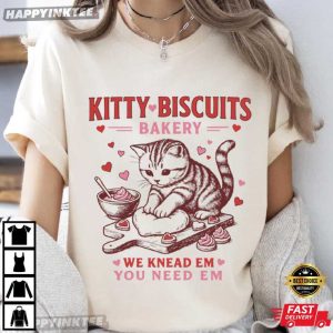 Kitty Biscuits Bakery Valentines Funny Cat T Shirt (2)
