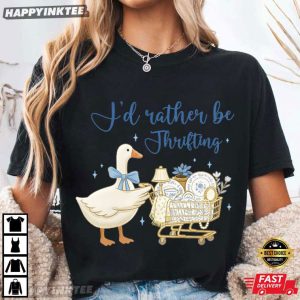 I'd Rather Be Thrifting Blue Gold Boutique Goose T Shirt (2)