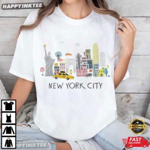 New York City NYC Skyline Landmarks Tourist Souvenir Gift T Shirt (1)