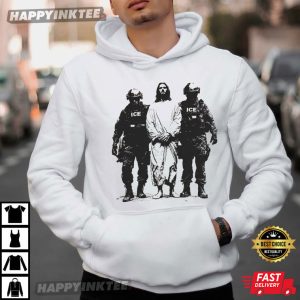Sarcastic Immigrant Rights Anti ICE Jesus Arrested Political T Shirt (4)
