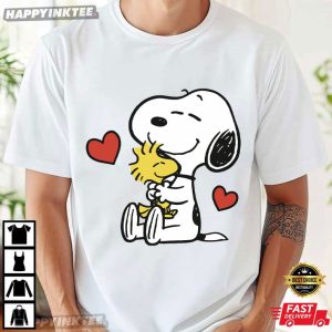 Snoopy And Woodstock Lots of Love Valentines Day T Shirt (1)