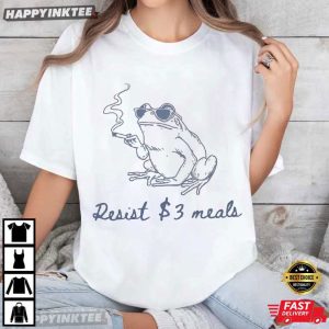 Frog Smoking Resist Three Dollar Struggle Meal Anti Fascism T Shirt (4)