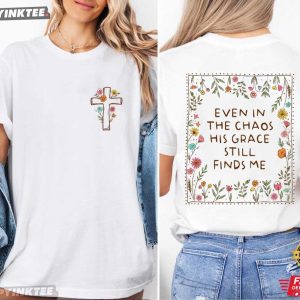 His Grace Finds Me Boho Christian Wildflower Religious T-Shirt